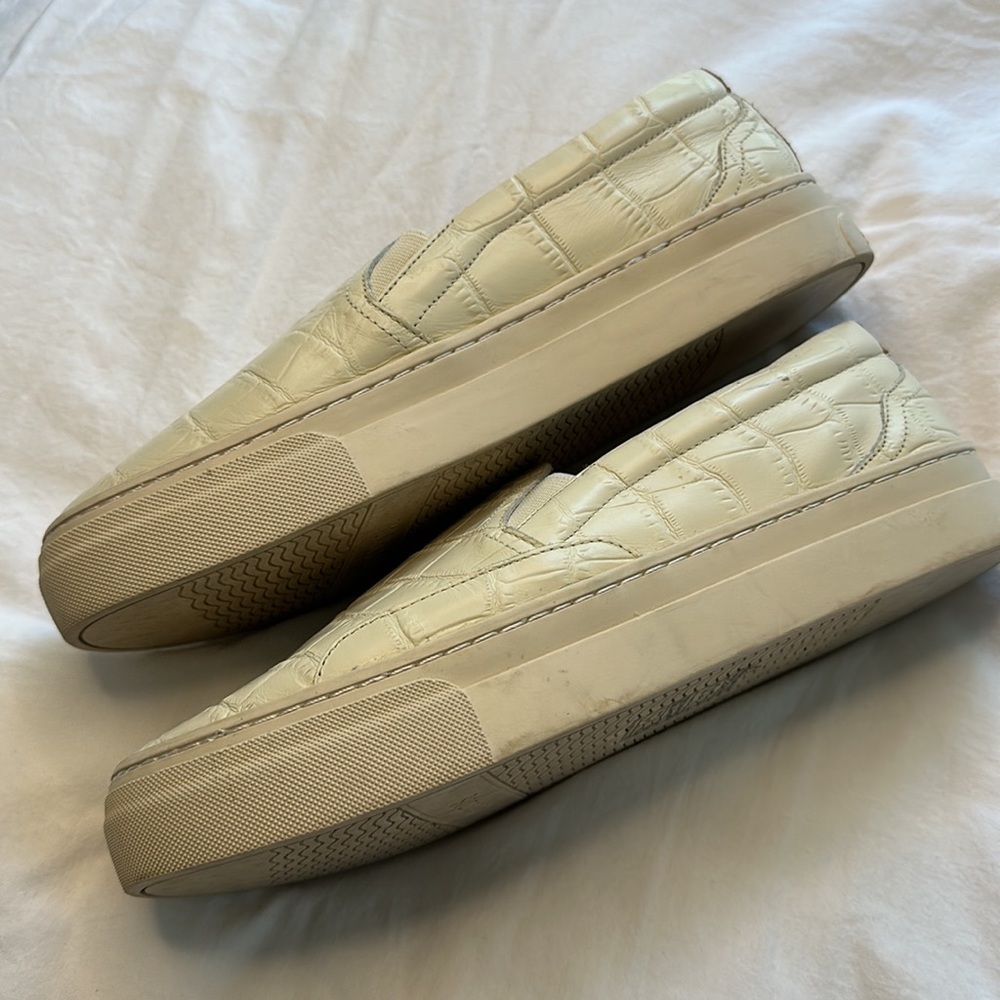Leather soludos 9.5 cream slide sneaker espadrilles - Picture 6 of 11